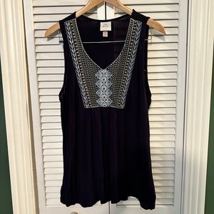 Knox Rose Blue Embroidered Top